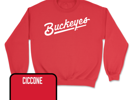 Red Men s Gymnastics Script Crew - Justin Ciccone on Sale