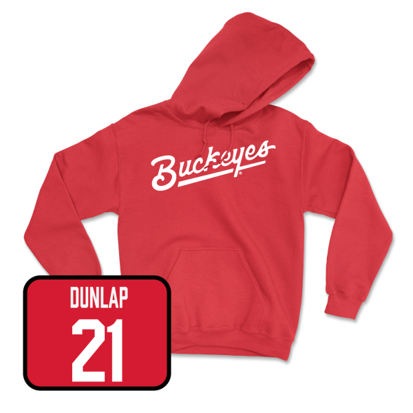 Red Men s Ice Hockey Script Hoodie - Joe Dunlap Online now