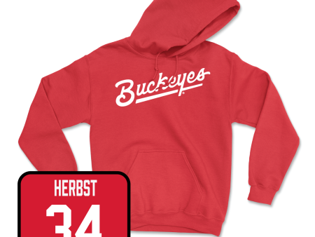 Red Men s Ice Hockey Script Hoodie - Reilly Herbst on Sale